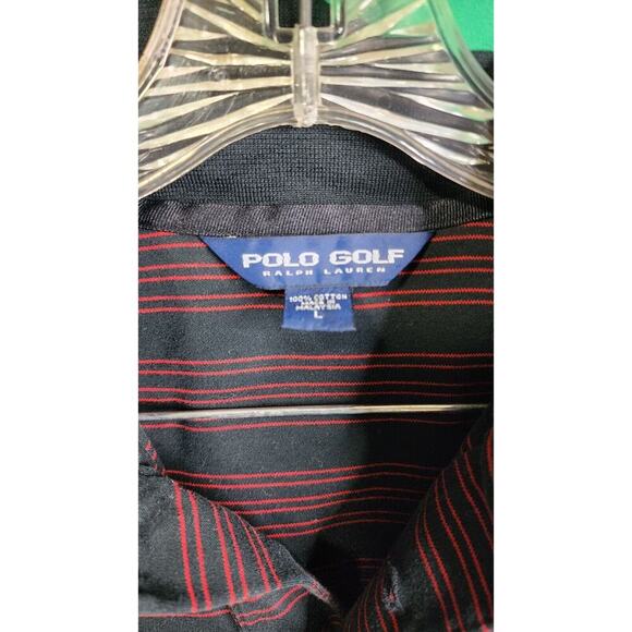 Vintage Polo Golf Ralph Lauren BLACK WITH RED STRIPES, POLO, Large - Picture 2 of 4